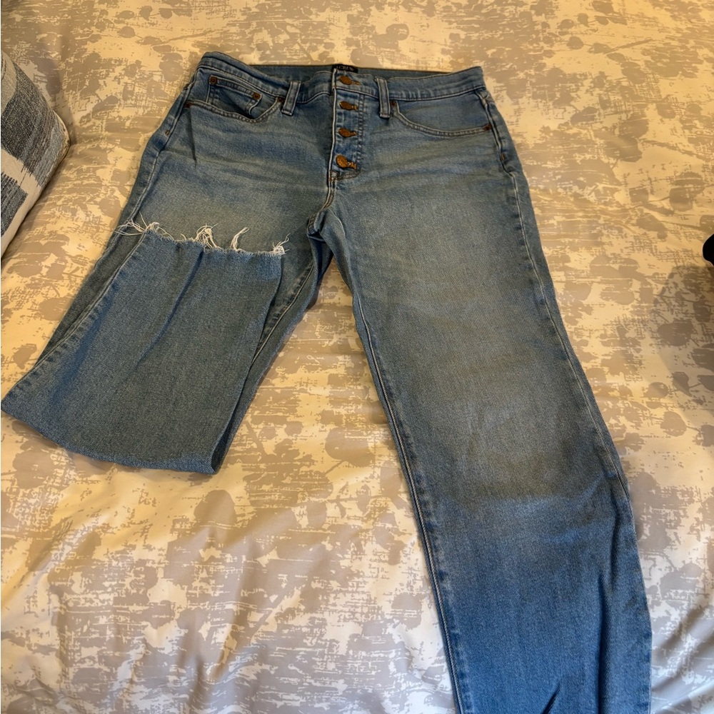 J. Crew Factory Straight Leg Jeans in Light Blue with Button Fly